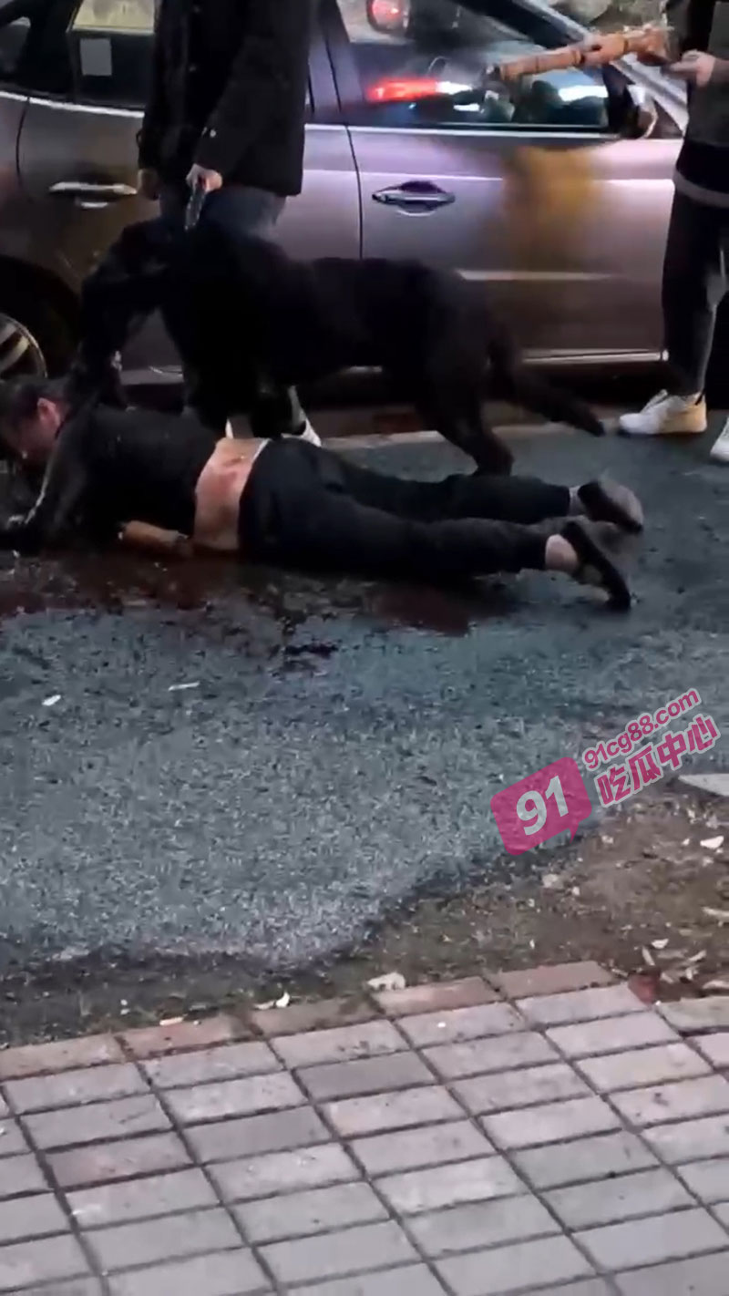 湖南湘潭12.19狗咬人事件 恶犬咬人地上血还是水 希望不太严重