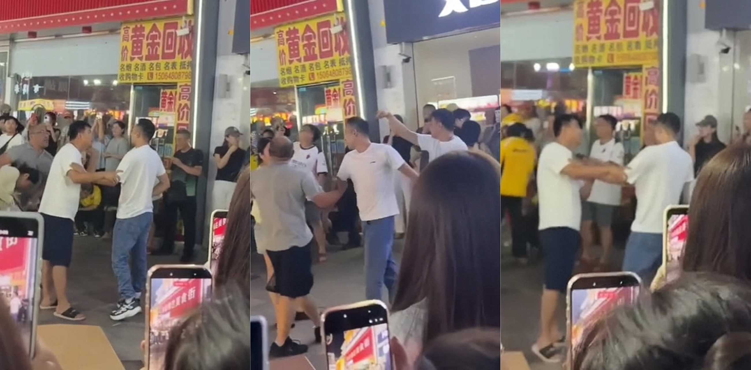 山东青岛李村乐客城抓奸事件现场 男子当场抓包妻子与奸夫双方理论 多人围观手机拍摄全程曝光