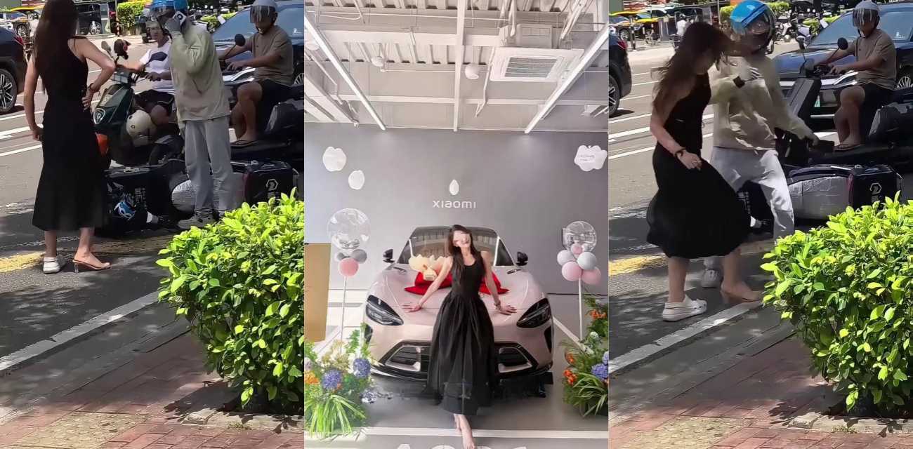 小米yu7女车主与外卖小哥发生剐蹭监控视频曝光 女子率先打人 外卖小哥被动防御