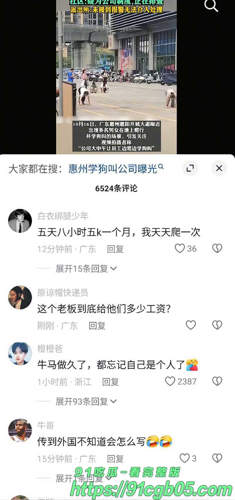 广东惠州街头 惊现多人爬行学狗叫 疑似公司团建活动 老板多少有点SM体质