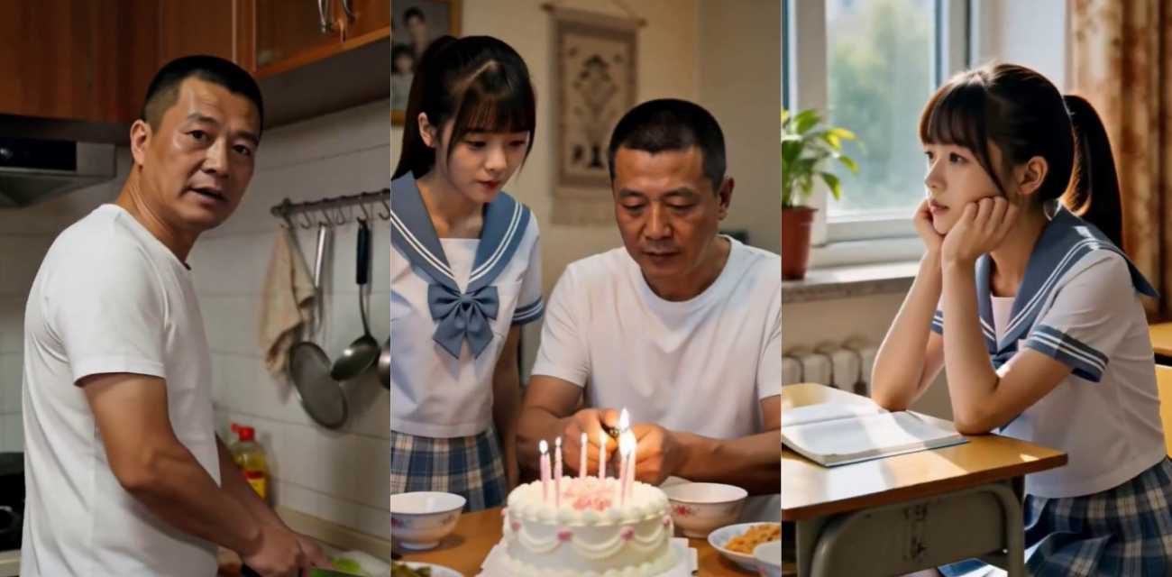 黄果AI短剧生日的惩罚 少女生日回家因成绩退步被父亲撩起粉色睡裙用木尺严厉抽打臀部