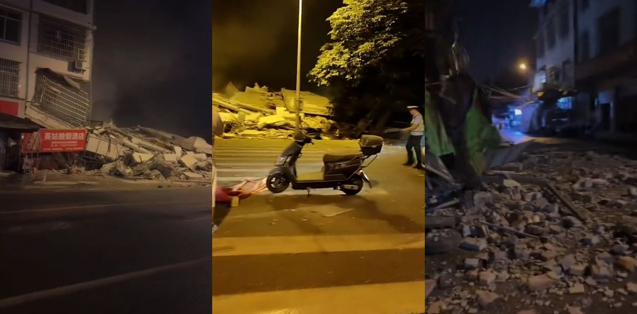 广西柳州柳南深夜5.2级地震现场 沿街楼房瞬间塌成废墟 居民半夜狂逃命现场惨不忍睹!