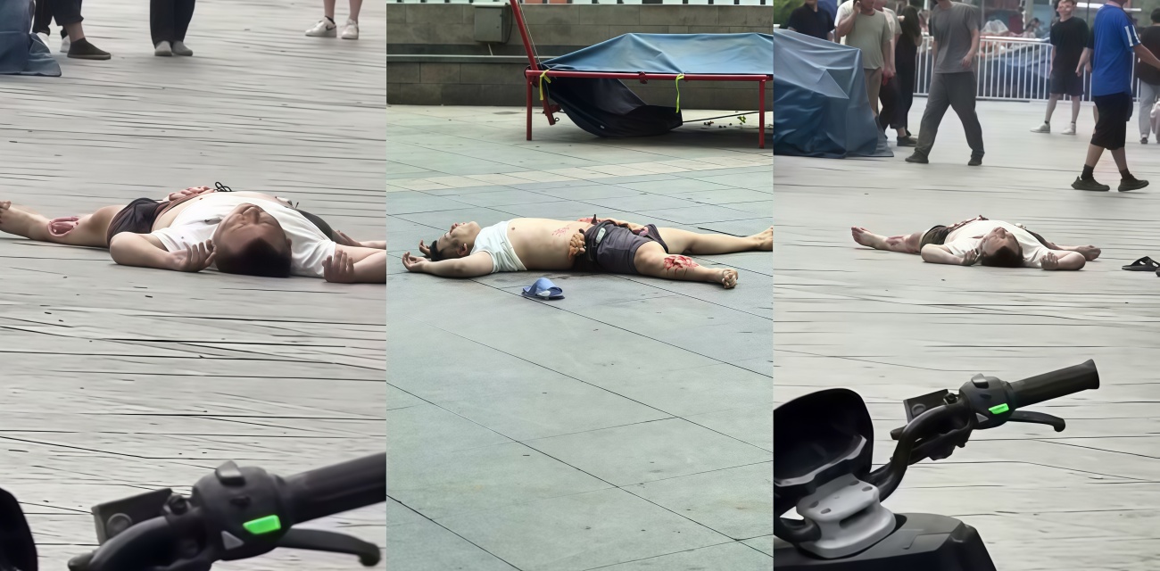 安徽淮北国购广场 男子赌球失利 跳楼身亡 肠子外露双腿摔断 现场惨烈引发围观